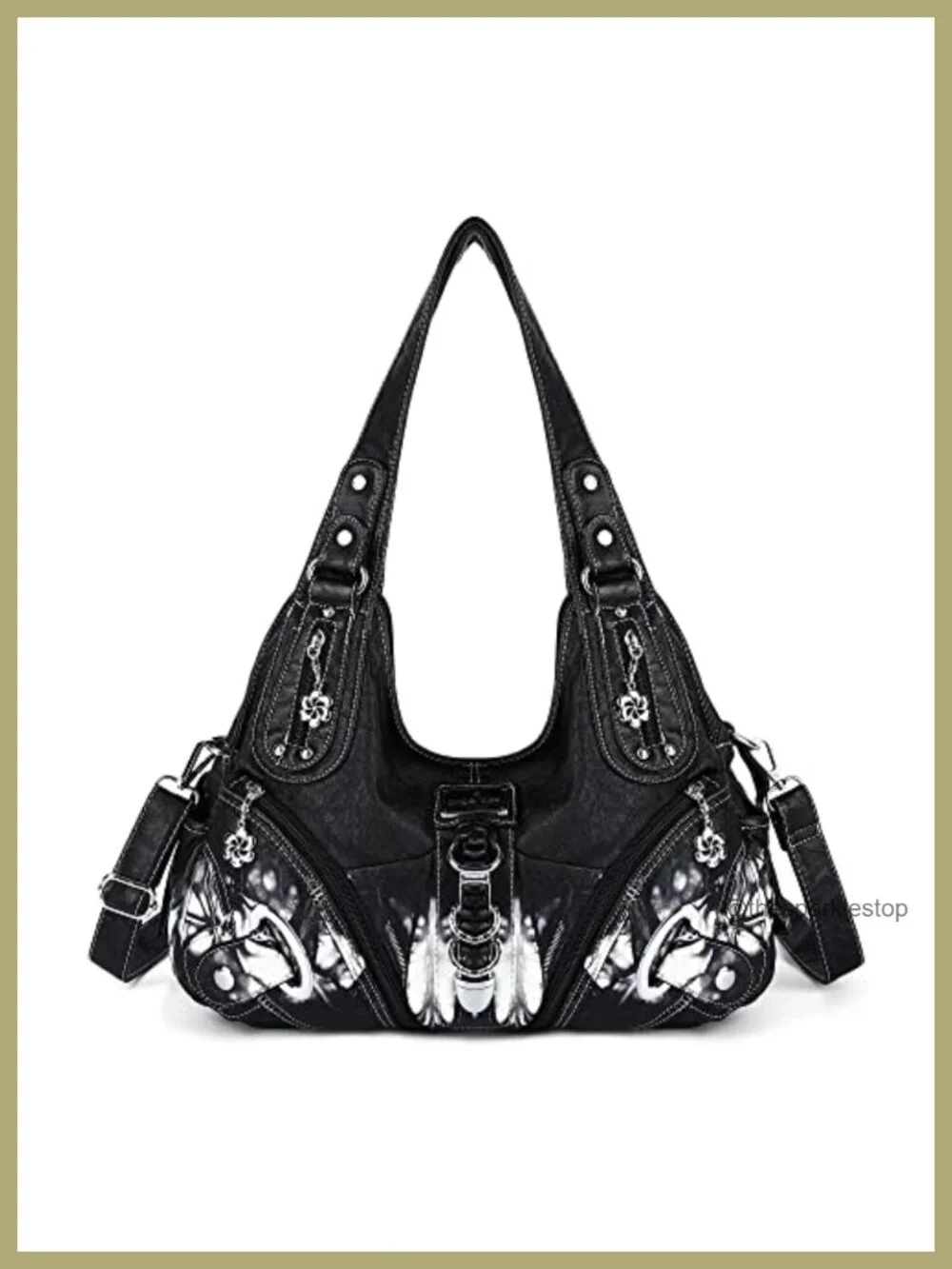 Large Hobo Satchel Handbag Women Washed PU Leather Convertible Shoulder Bag